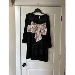 Size medium velvet ugly holiday Christmas bow dress‎